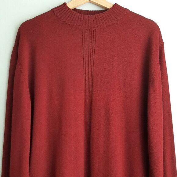REPORT COLLECTION Italy Wool Blend Burgundy Fine Knit Crewneck Sweater Mens Sz L - Picture 2 of 13
